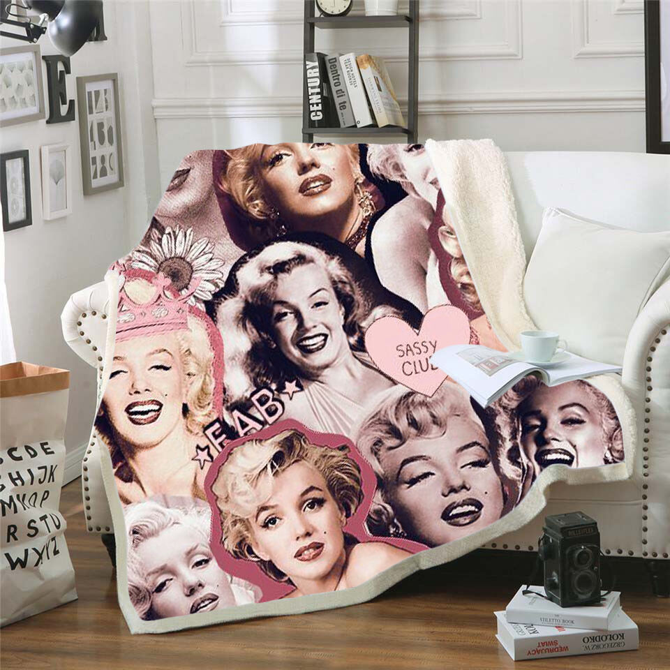 Marilyn Monroe 3d printed sherpa fleece blanket for Beds Hiking Picnic Thick Quilt