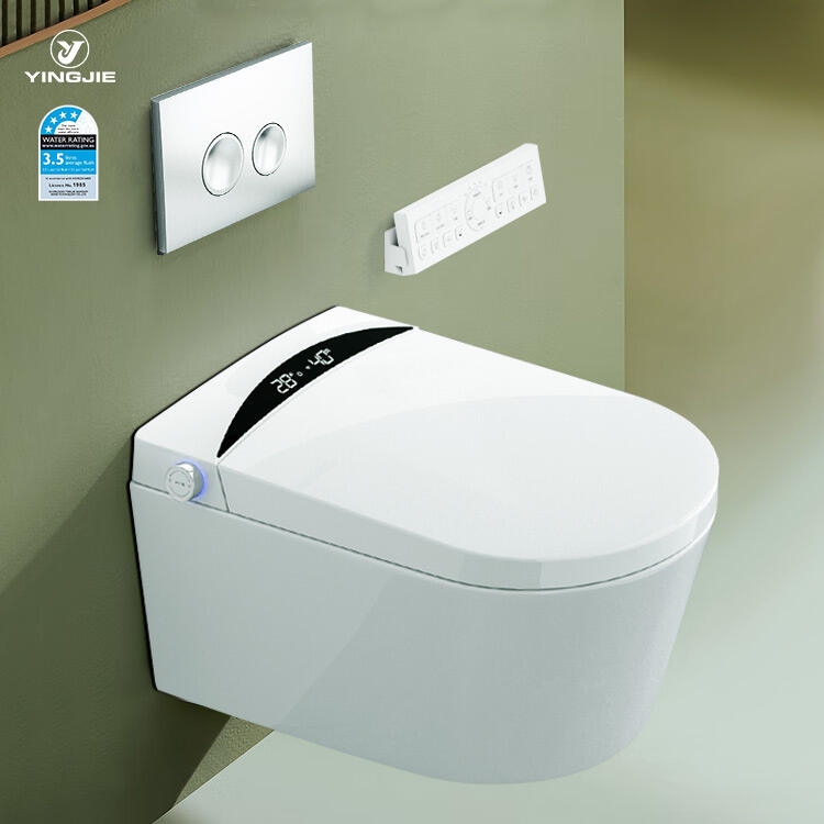 smart hung inodoro inteligente Wall mounted automatic flush toilet for hotel bathroom