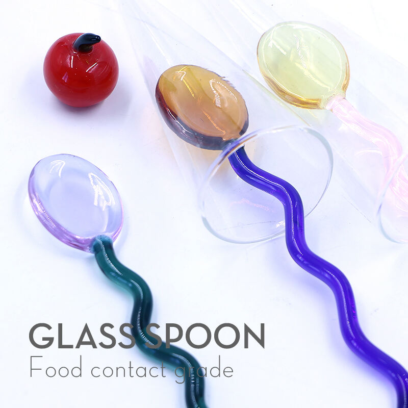 Creative Milk Dessert Spoon  Clear Transparent  Stirring Coffee Spoons Tea Colored Glass  Spoons factory