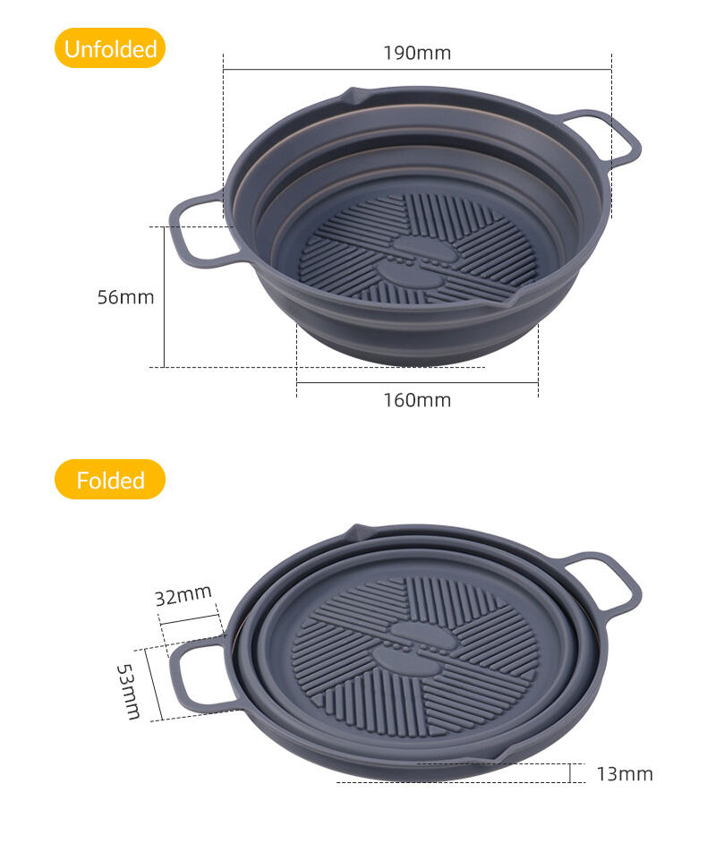 7.5 Inch Heat-resistant Foldable Round Silicone Air Fryer Liners Pot factory