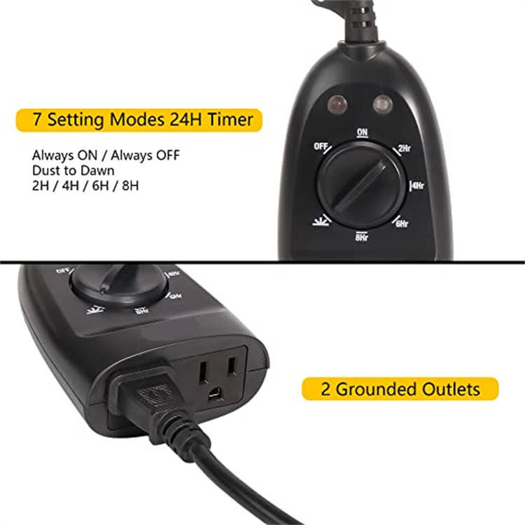 24-Hour Outdoor Black Lighting Accessory with 3 Grounded Outlets and 125V Photosensitive Countdown Sensor Timer supplier