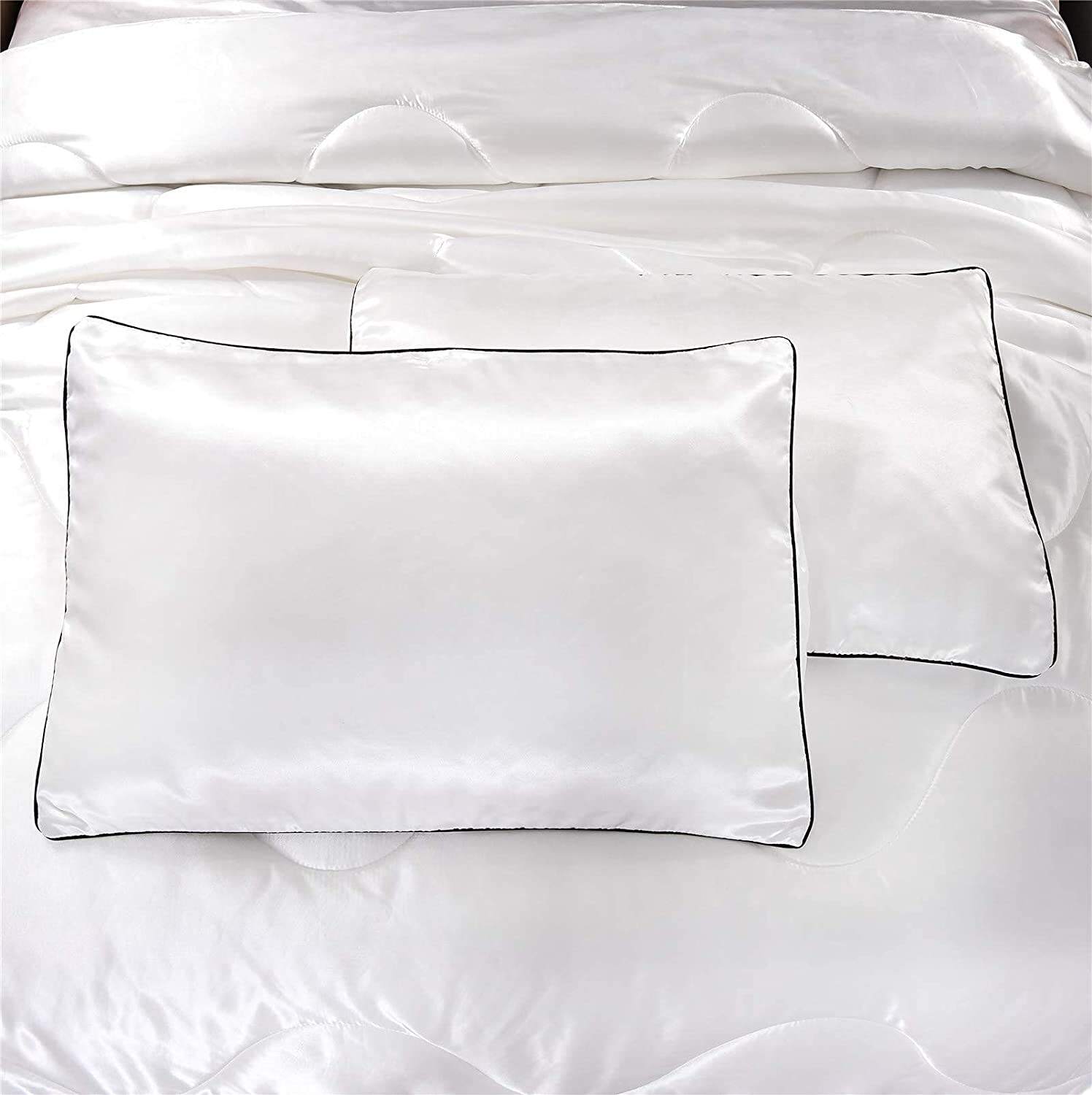 Hot sale 3 pieces 100% satin quilt buy king size silk like luxury comforter bedding set factory