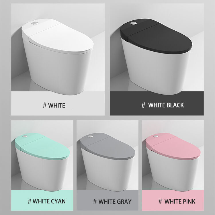 Color design ceramic pulse tankless floor mounted foot flush electronic bathroom water closet one piece toilet supplier