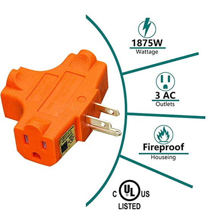 125V 15A 3 Outlet Grounding Heavy Duty 3 Prong Power Adapter supplier