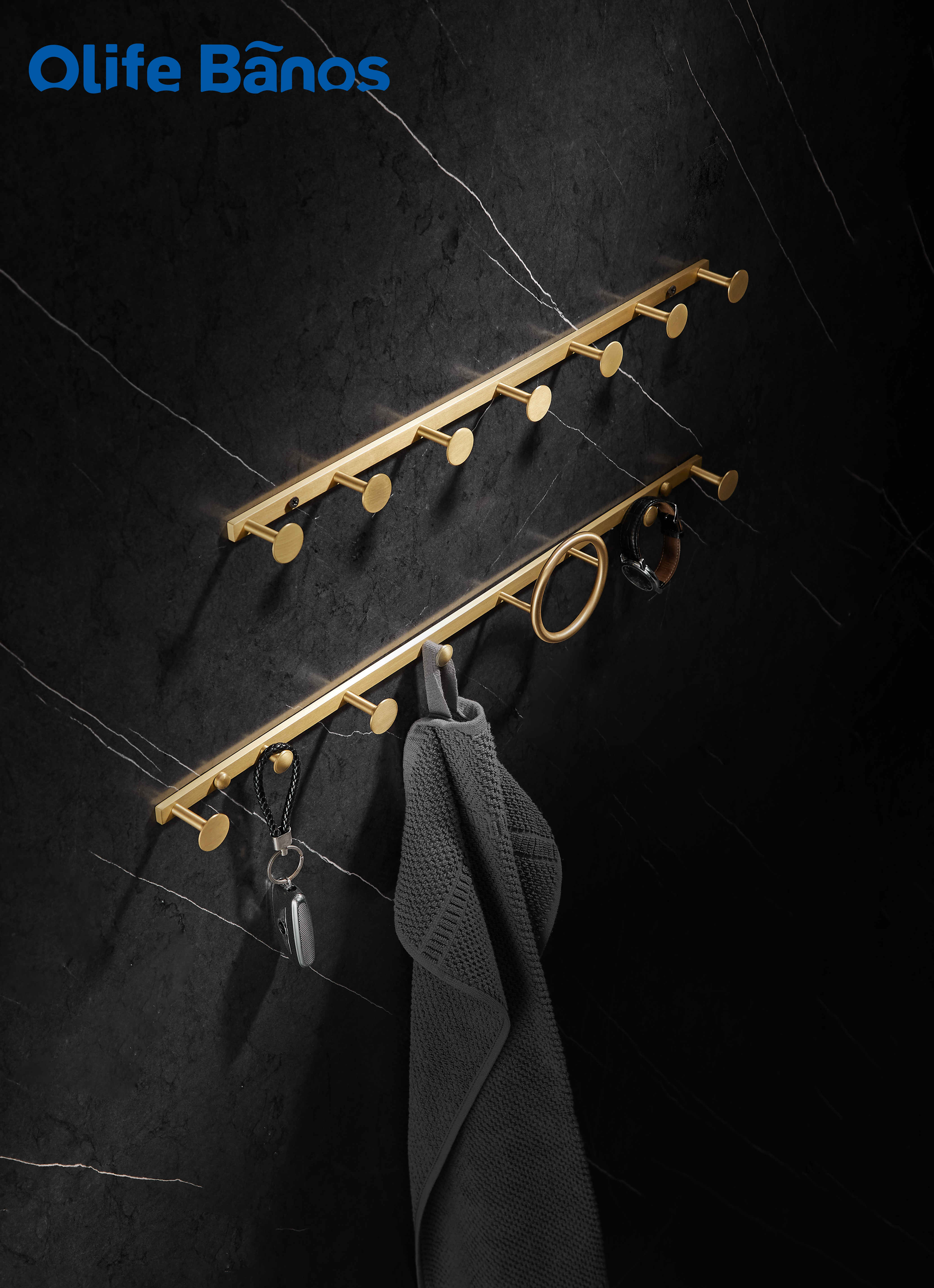 Luxury Gold Wall Mounted Brass Hooks Coat Towel Hook Rail Hanger for Hanging Clothes Hat Purse Robes in Bathroom details