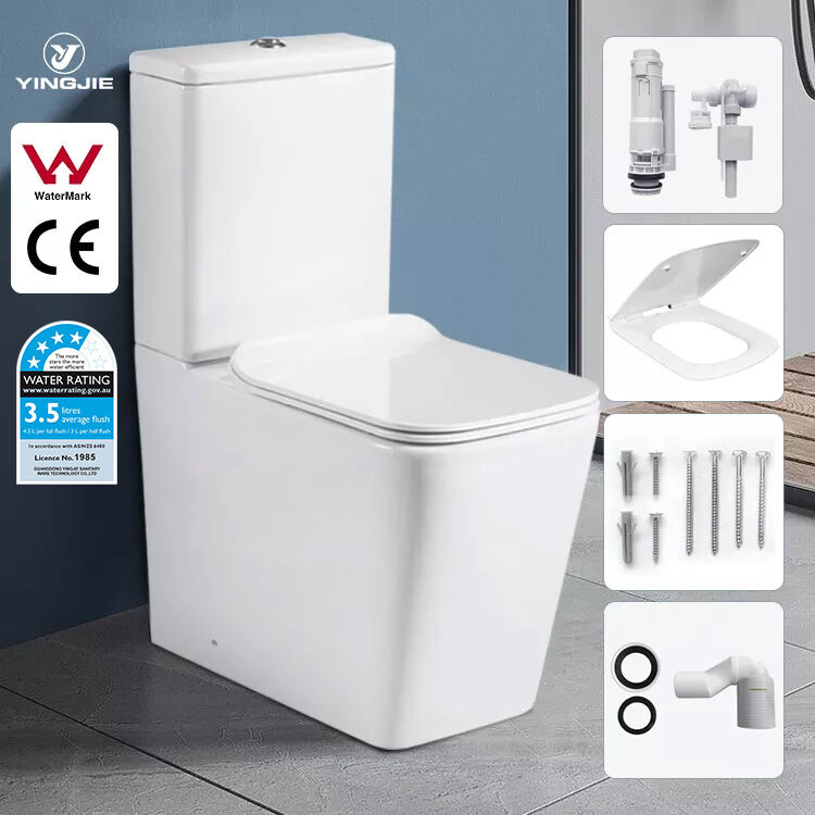 Watermark CE Rimless Washdown Water Closet P-trap 180MM WC Commode Ceramic Bathroom Waterless Two-Piece Toilets