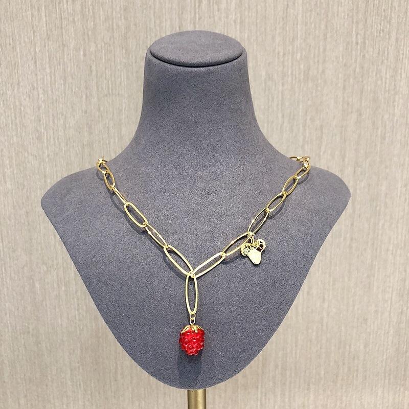 Wholesale Fashion Cute Necklace Ear Stud Fruit Dangle Necklace Personality Gold Plated Jewelry Set For Women factory