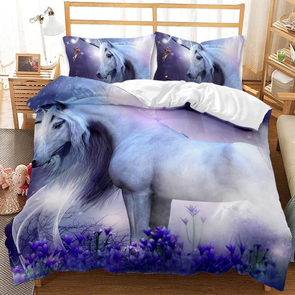 Pink Unicorn Bed Covers 3D Printed Quilt Cover fluffy bedding set cartoon For Girls supplier