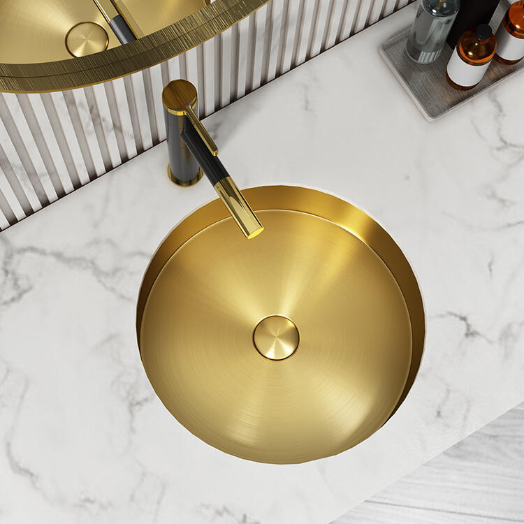 House Decorative Bathroom Reno Color Customized Stainless Steel Basin Gold SUS 304 Bathroom Under Counter Sink details