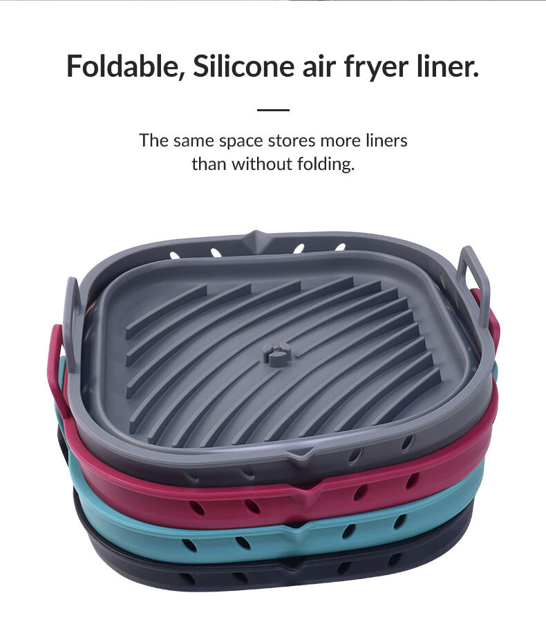 Square Foldable Silicone Air Fryer Liners with Divider factory