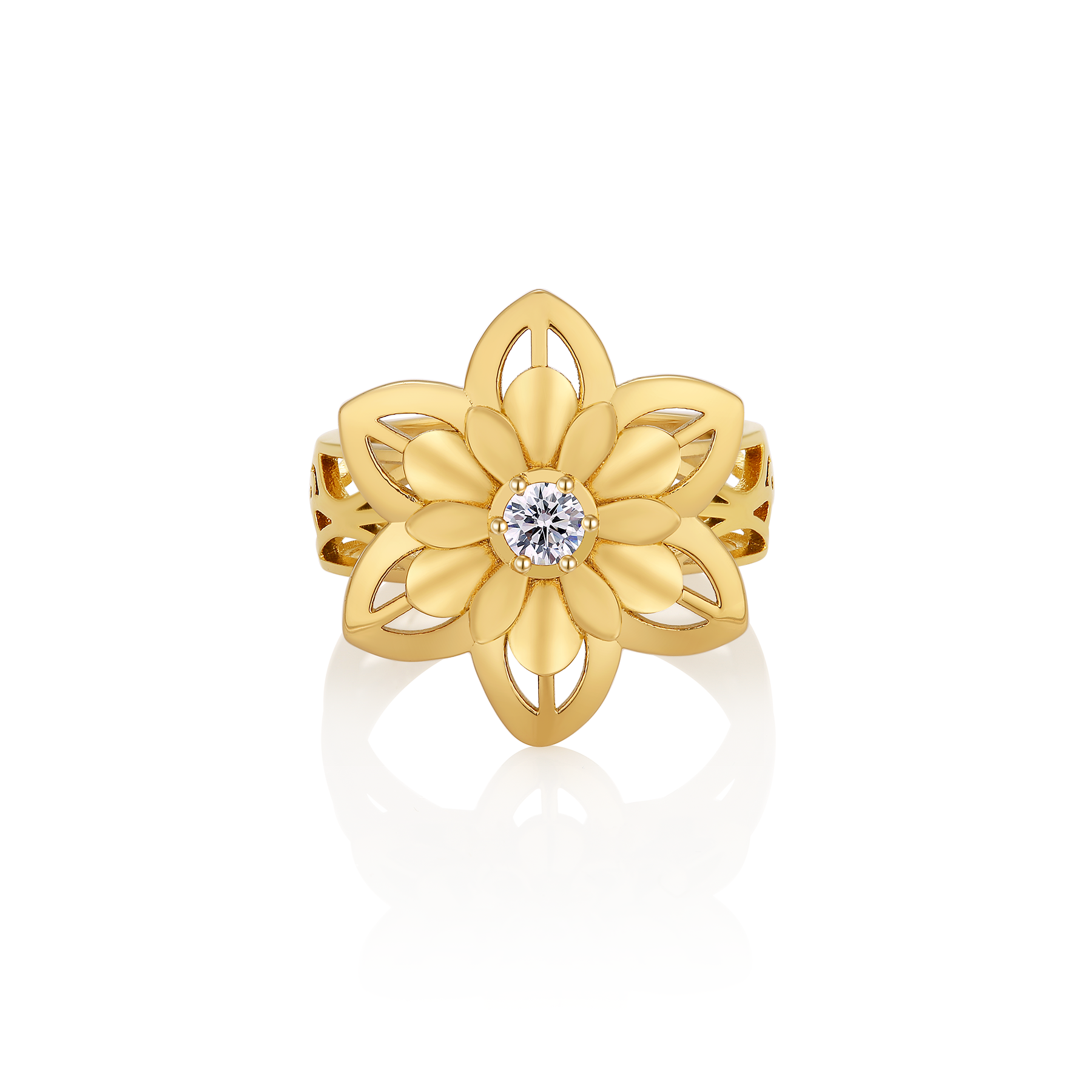 Original lotus design 18k gold plating ring jewelry