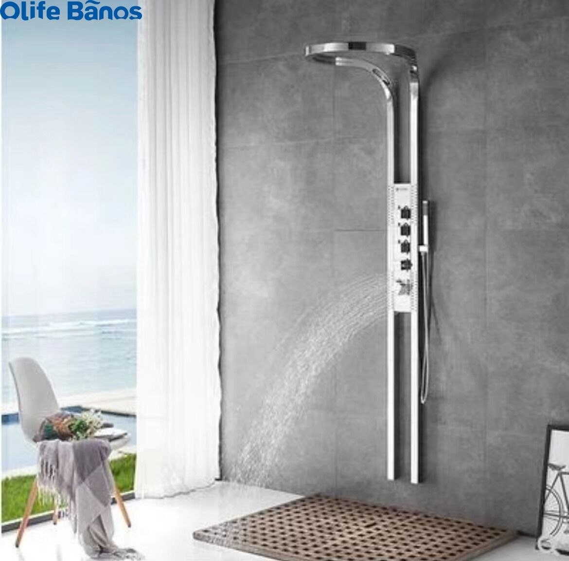 Olife Banos Black Silver Multifunction Rainfalll Piano Key Hot And Cold Sprinkler Massage Shower Head Sets System Panel manufacture