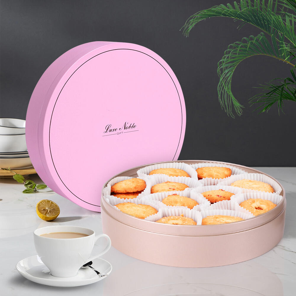 large christmas tin box for gift candy cookie package latas de galletas touristic round metal cake cookie tin  bulk with lid details