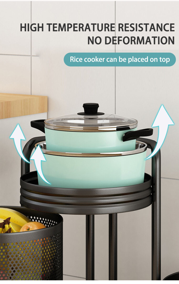 Morgie Multi-Layer Rotatable Fruit Vegetable Shelf 3 Tier 4 Tier 5 Tier Round Kitchen Rotating shelf rack supplier