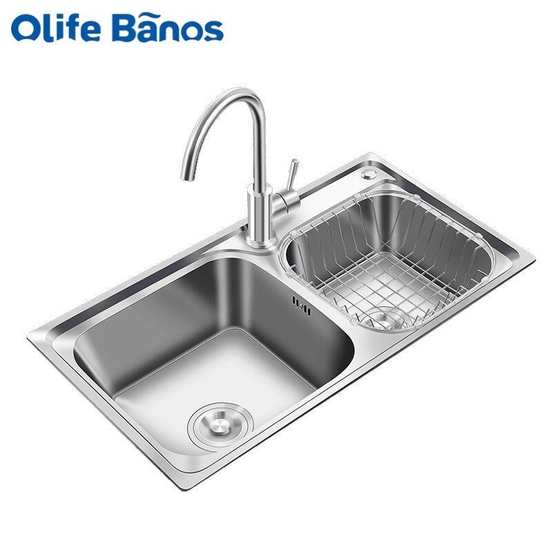 Discount Price Cheap Hot Sale Stainless Steel 304 Double Bowl  Kitchen Sink With Strainer factory