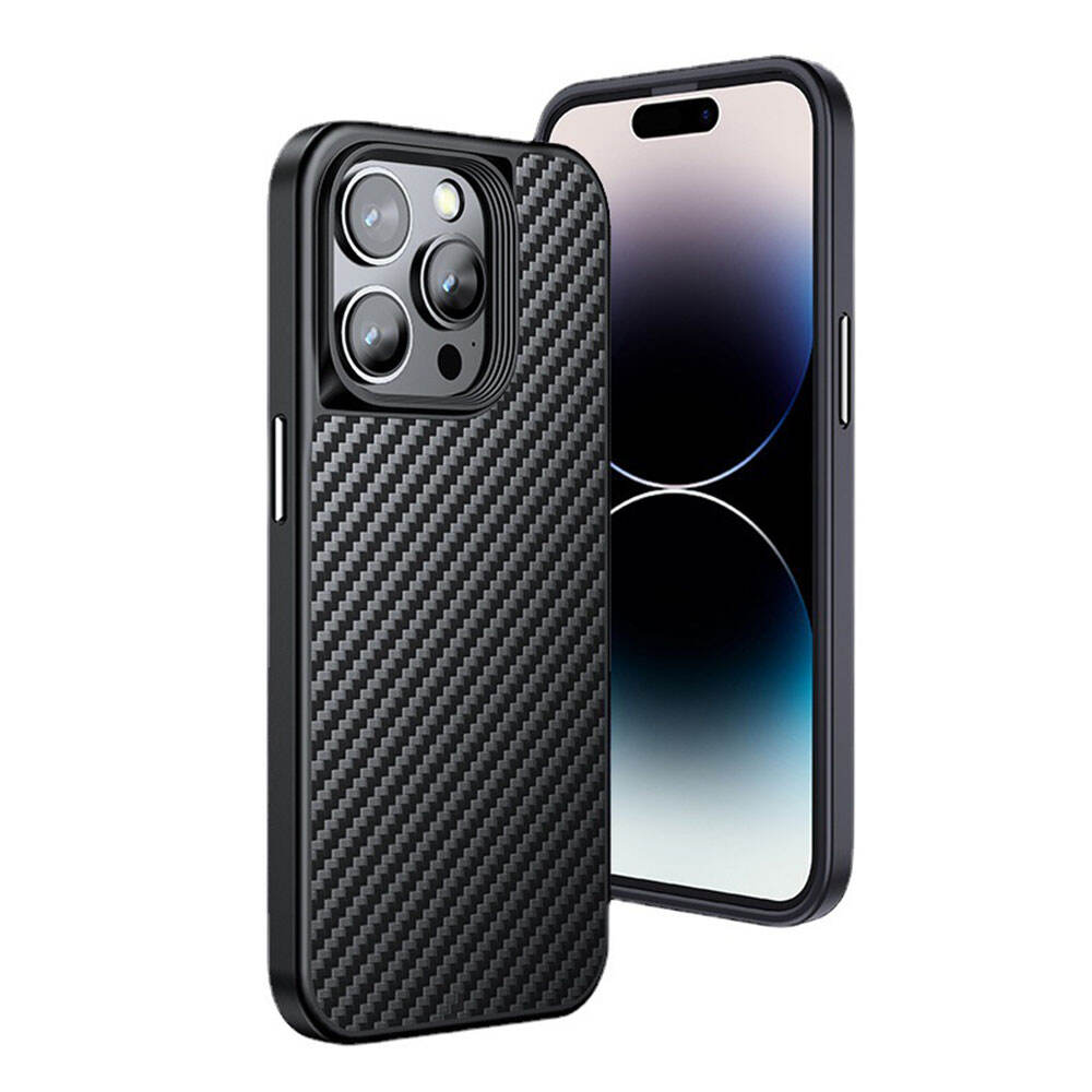 WLONS WLS32 Carbon Fiber Skin Friendly Drop Proof Frosted Suction Mobile Tpu Phone Case For Iphone 15