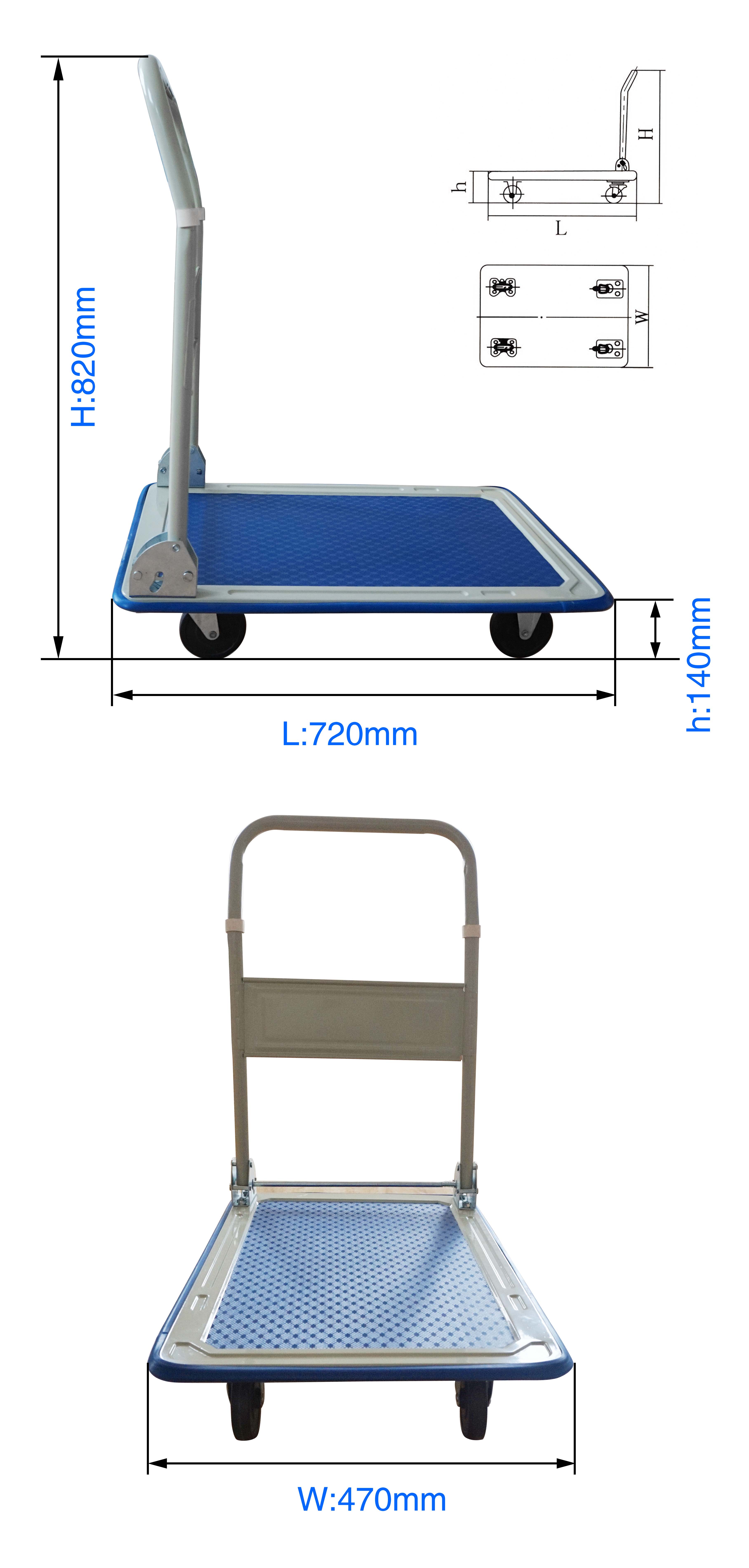 PH150 Platform Hand Truck, Folding Push Hand Dolly Cart for Loading and Storage, with 4" Caster Wheel, 150kg Load Capacity factory