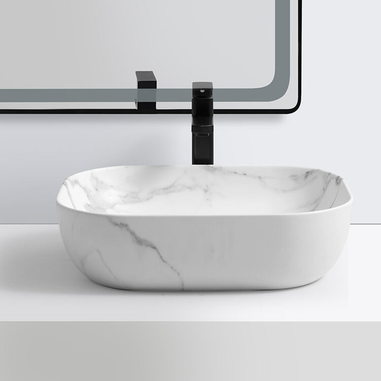 Marble Pattern Sink 2022 Latest Design Ceramic Art Basin Bathroom Wash Basin manufacture