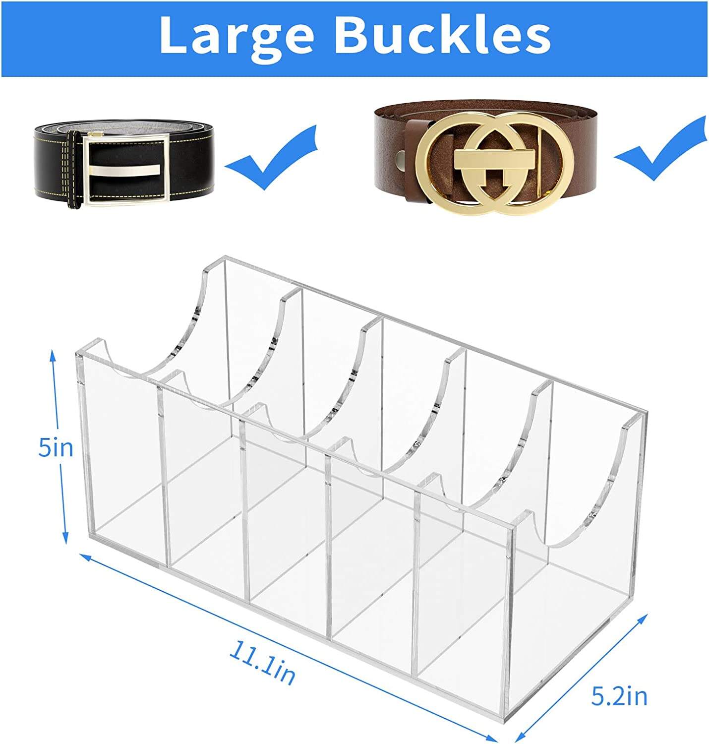 Customized  Acrylic 5 Compartments Belt Container Storage Holder supplier