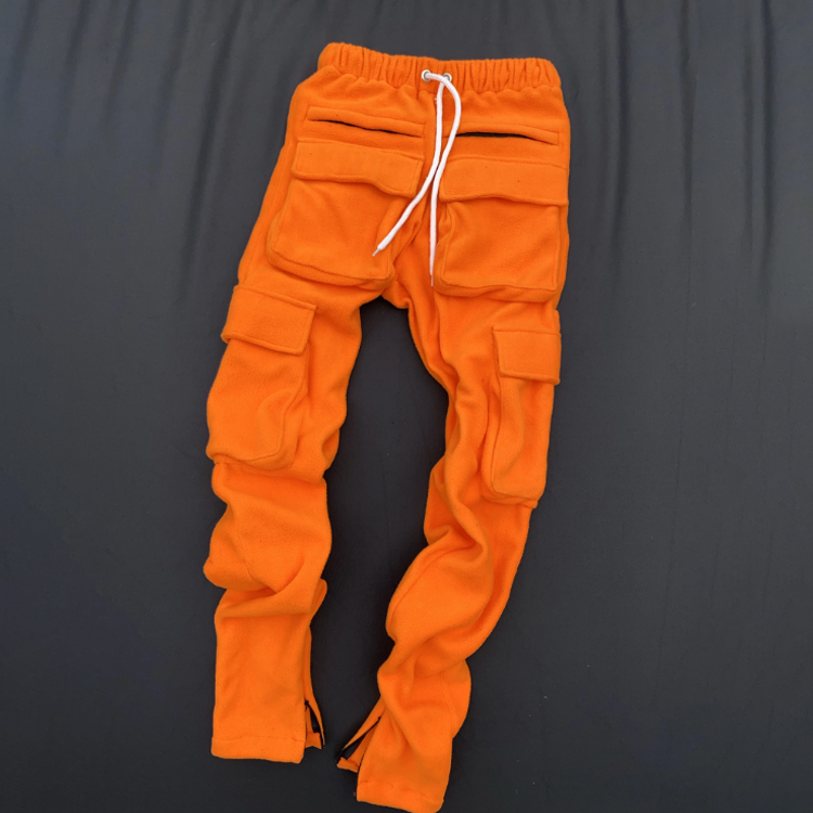 DiZNEW Custom Men Straight Leg Fleece Cargo Pants With Big Pockets manufacture