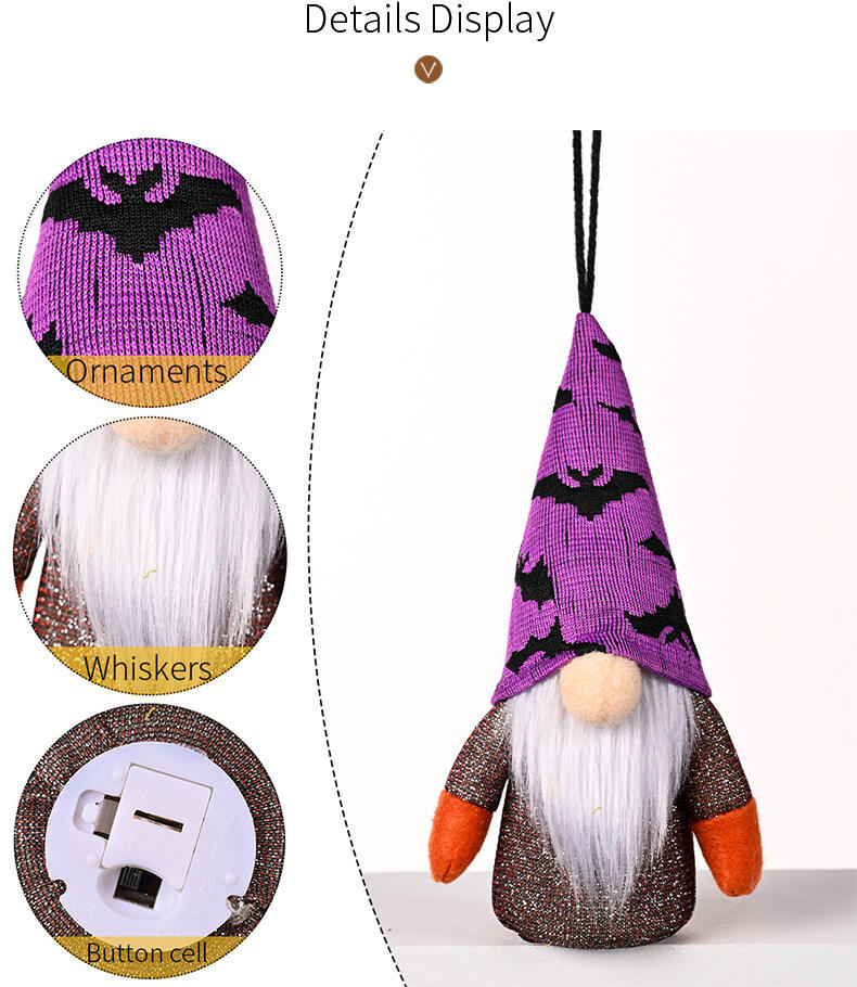 Halloween Gnome Lighted Plush Gnomes Gonk Bat With Lights Hanging Ornaments factory