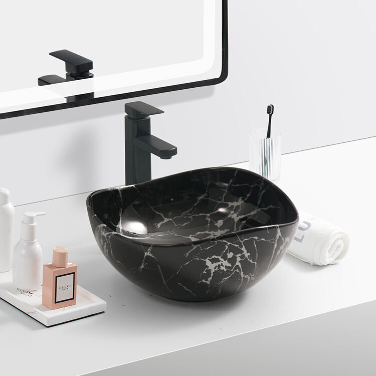 countertop marble sink bathroom ceramic art marble hand wash basin details