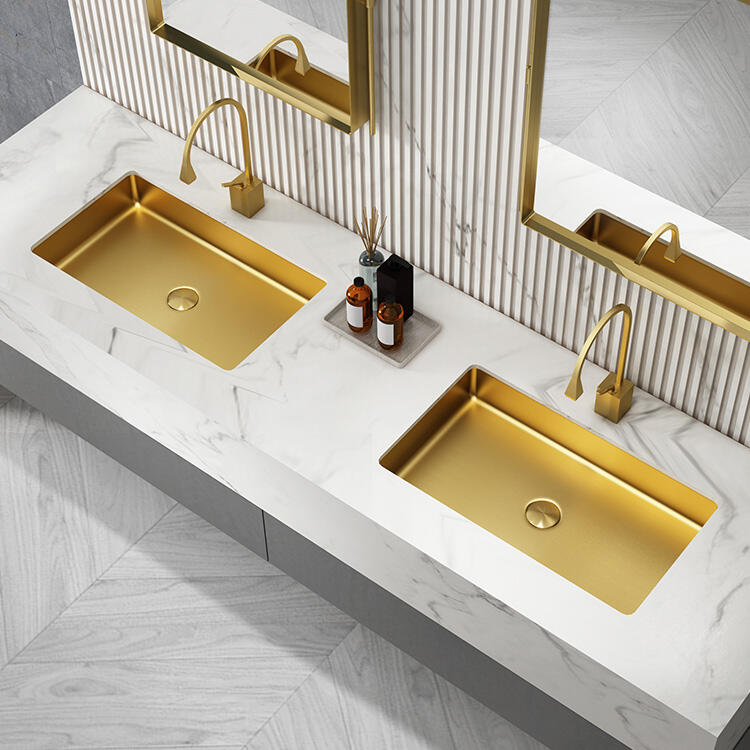 Factory Luxury Handmade Golden Sink Bathroom Stainless Steel SS304 Undermount Sinks Art Basins factory