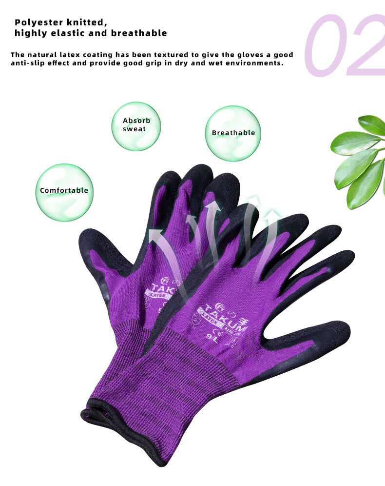 Purple Polyester Latex Non-Slip Work Gloves High Performance OP-280 Universal Gloves supplier