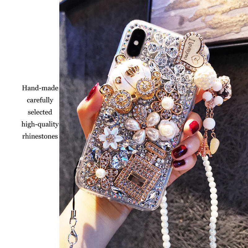 Acrylic Perfume Bottle Full Of Diamonds Bling Glitter Designer Luxury Phone Case For Iphone 13