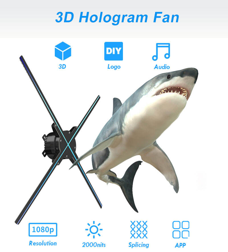 4 Blades HD Projector Holographic Display 1920*1080 Spinning 3D Projector LED Advertising Hologram Fan manufacture