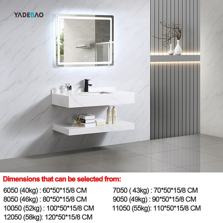 European Luxury Bathroom Furniture Marble Pattern Solid Surface Wall Mounted Cabinet Wash Basin Bathroom Vanity Marble Sink supplier