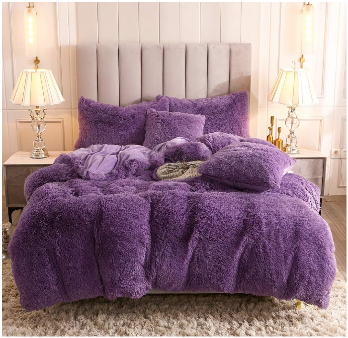 High quality Deluxe Bedding Plush 4-piece Set Fluffy Super Soft Warm Very durable Brown duvet bedding set manufacture