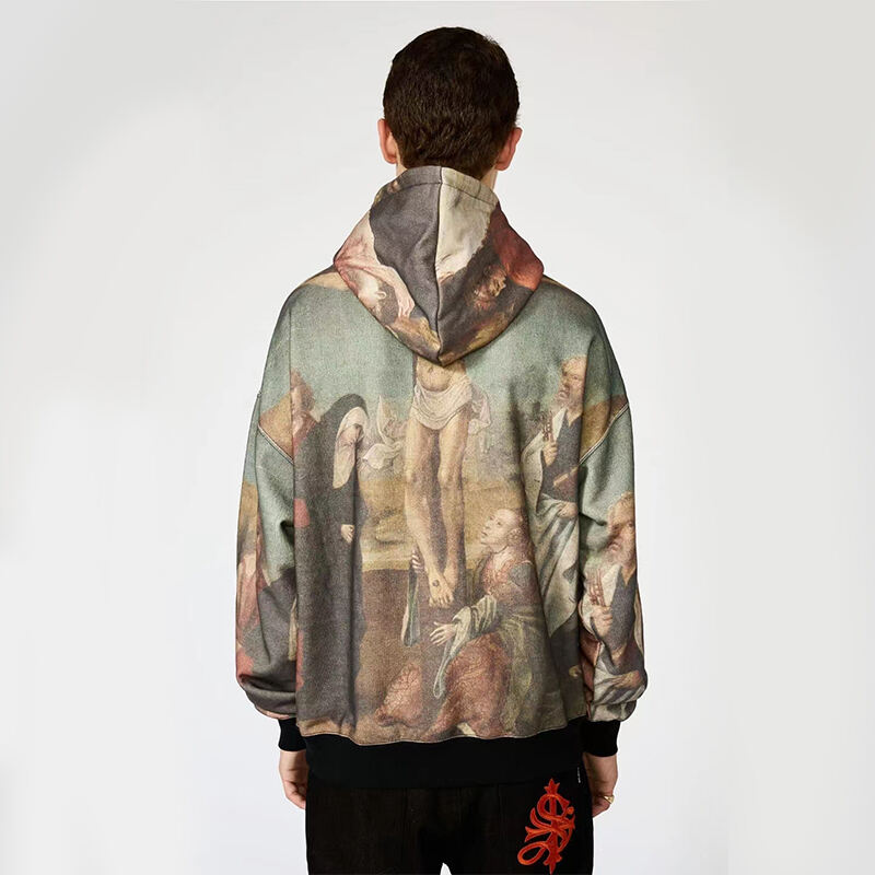 DiZNEW Hip hop oil painting hoodie oversize full print hoodie for men supplier