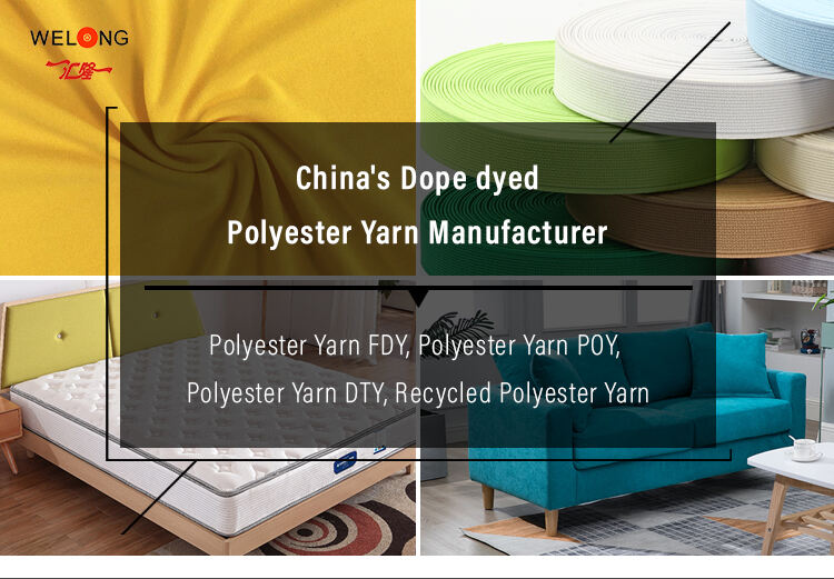 WELONG 100% polyester yarn High Quality Filament Polyester Yarn 20/2  DTY 100% Polyester Durable Colorfast Brilliant Shine supplier