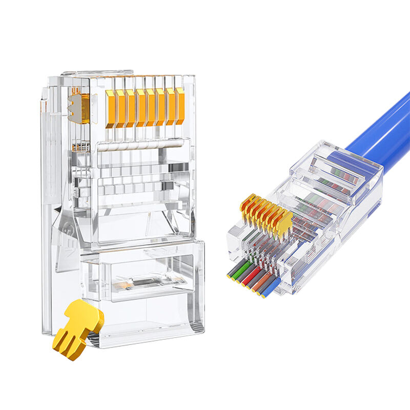 Ethernet via connecteur RJ45 rj11 rj45 CAT5e CAT6 CAT6a UTP rj 45 8P8C trou plaqué or connecteur modulaire réseau