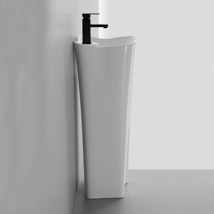 manufacture unique ceramic sanitary ware one piece freestanding basin for bathroom details