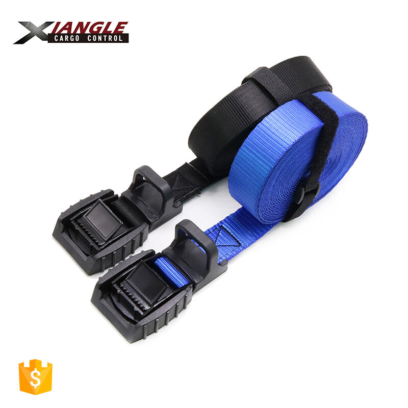 Quick release 1 inch cam buckle strap motorcycle webbing tie down cam lock buckle cargo lashing straps with black pad factory