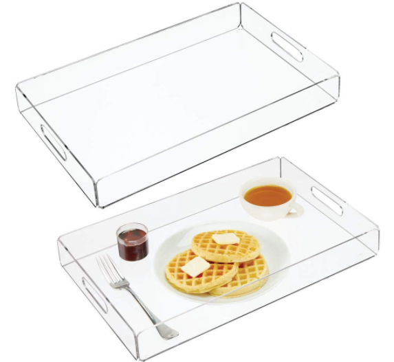 Clear Serving Tray-  Large Premium Acrylic Tray for Coffee Table, Breakfast, Tea, Food, Decorative Display manufacture