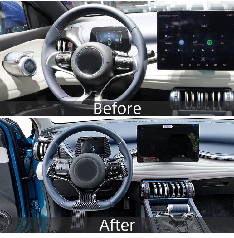 ATTO3 Interior Accessories ABS Carbon Fiber Car Steering Wheel Decoration Sticker For BYD ATTO 3 Yuan Plus factory