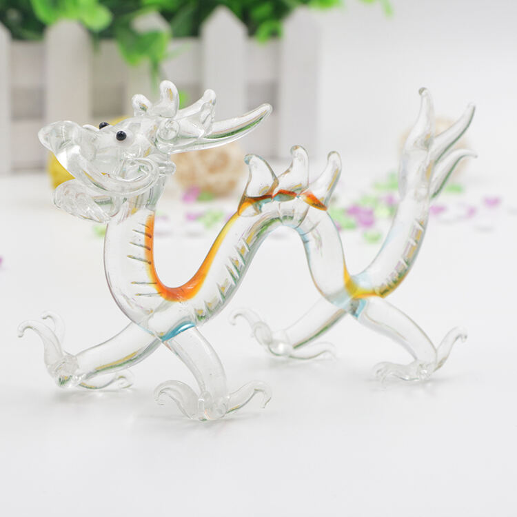 Handmade Chinese lampwork glass dragon figurine factory