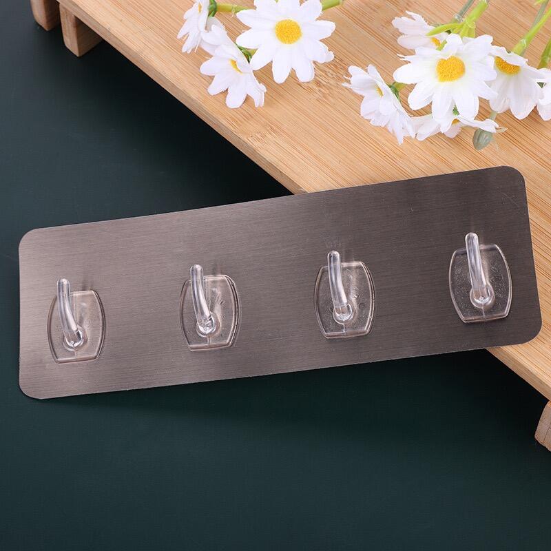 Creative Traceless opp drawing four rows of crystal tree fork thickened traceless 4 row hook kitchen bathroom factory