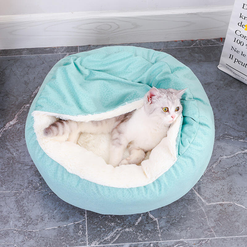 Luxury PV Fleece Inner PP Cotton Soft and Warm Comfortable Sleeping Cushion Donut Shape Washable Pet Dog Bed with Blanket factory