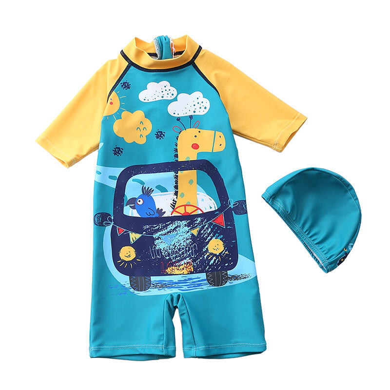 Summer Cartoon Print One Piece Zip Up Swimwear for Kids manufacture