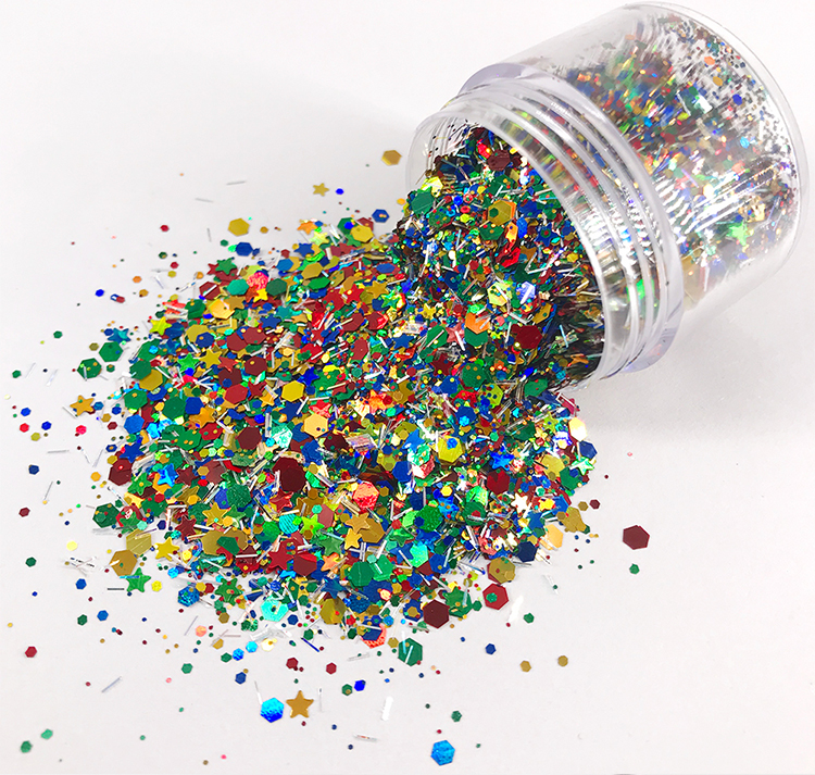 High Quality Popular shining shape glitter custom package chunky glitter mix supplier