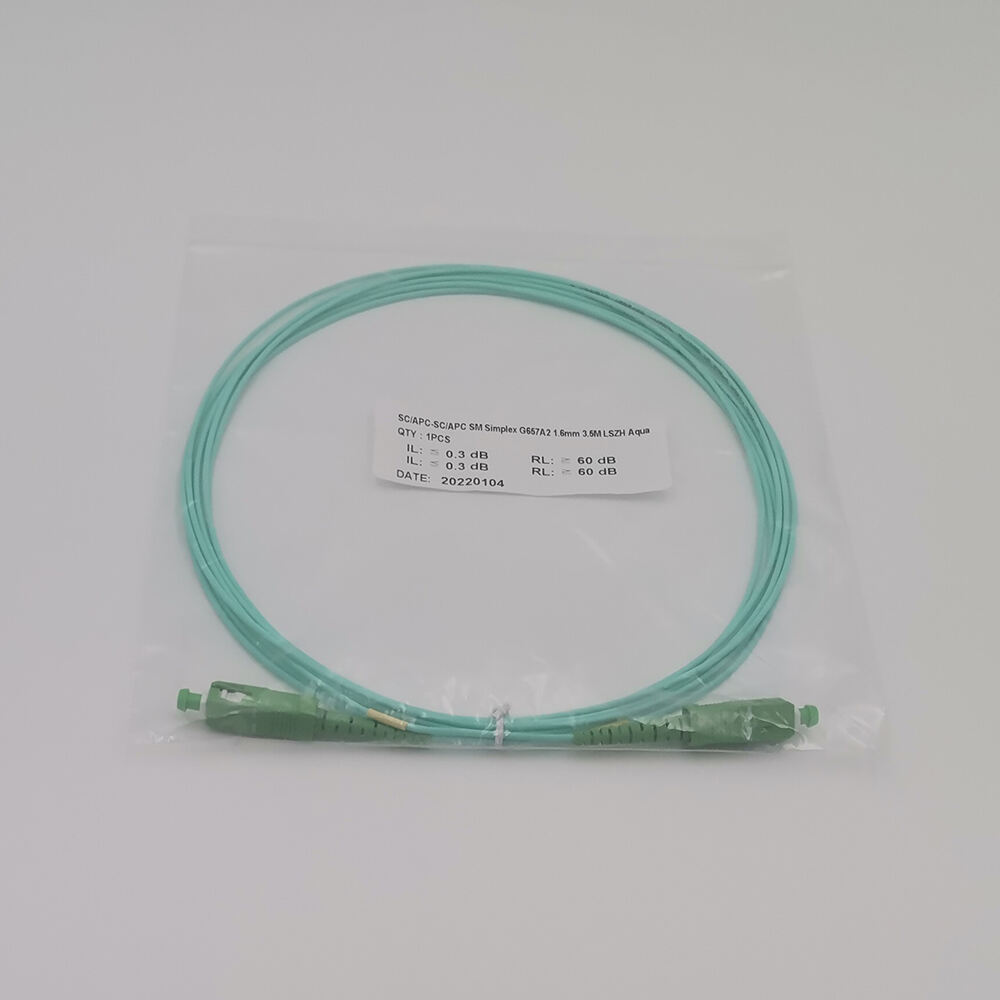 optic patchcord sc/apc fiber optic patch cord sc Garter Aqua turquoise 1.6mm 3.5m ftth fiber optic drop patchcord factory