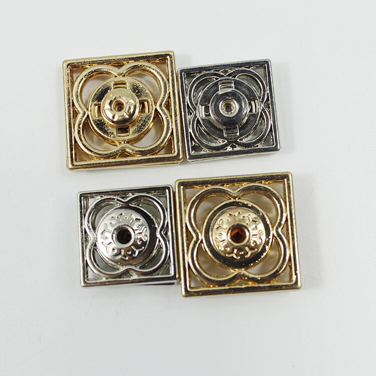 Fashion metal brass square sew on press snap button for clothing