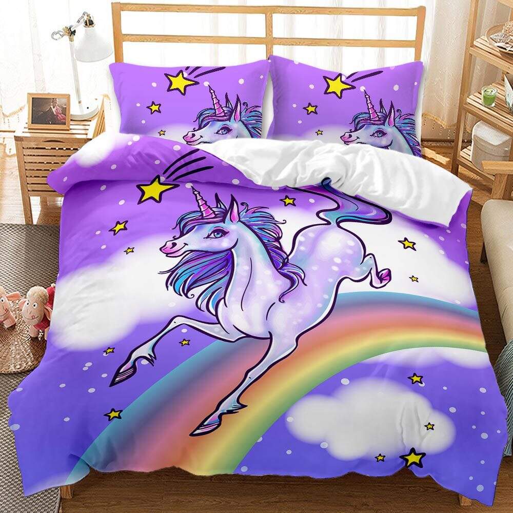 Pink Unicorn Bed Covers 3D Printed Quilt Cover fluffy bedding set cartoon For Girls factory