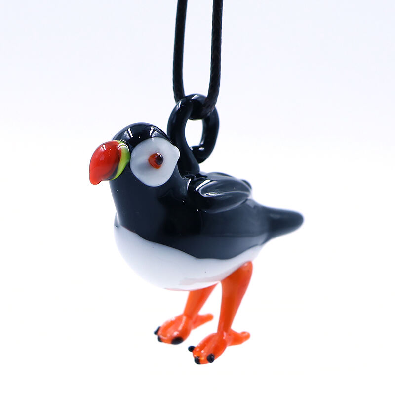 High Quality Handmade Murano Animal Glass Bird Puffin Figurine Ornament factory