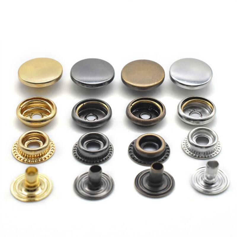 Custom size brass metal 4 parts snap fastener button