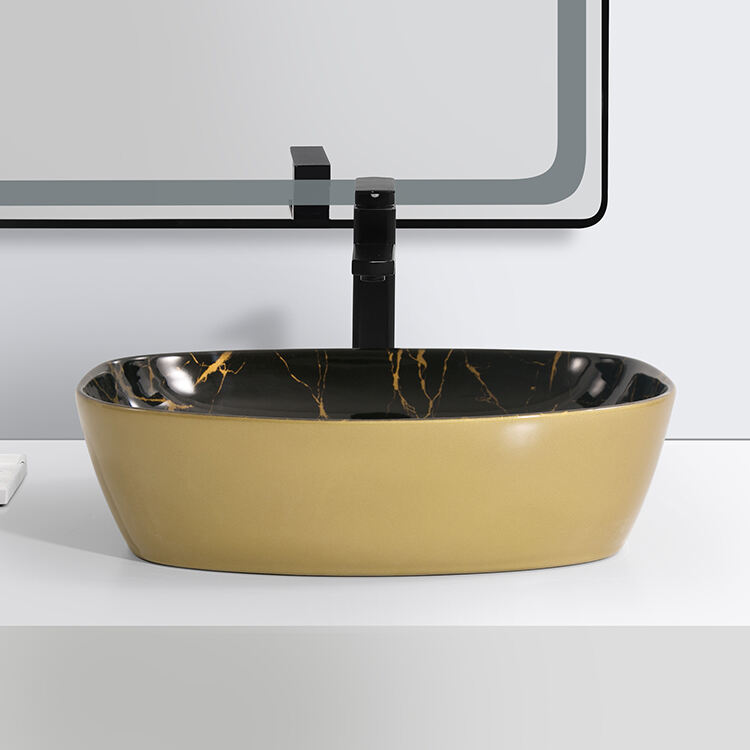 sanityware natural black gold marble luxury golden color bathroom wash sink handmade wash basin manufacture